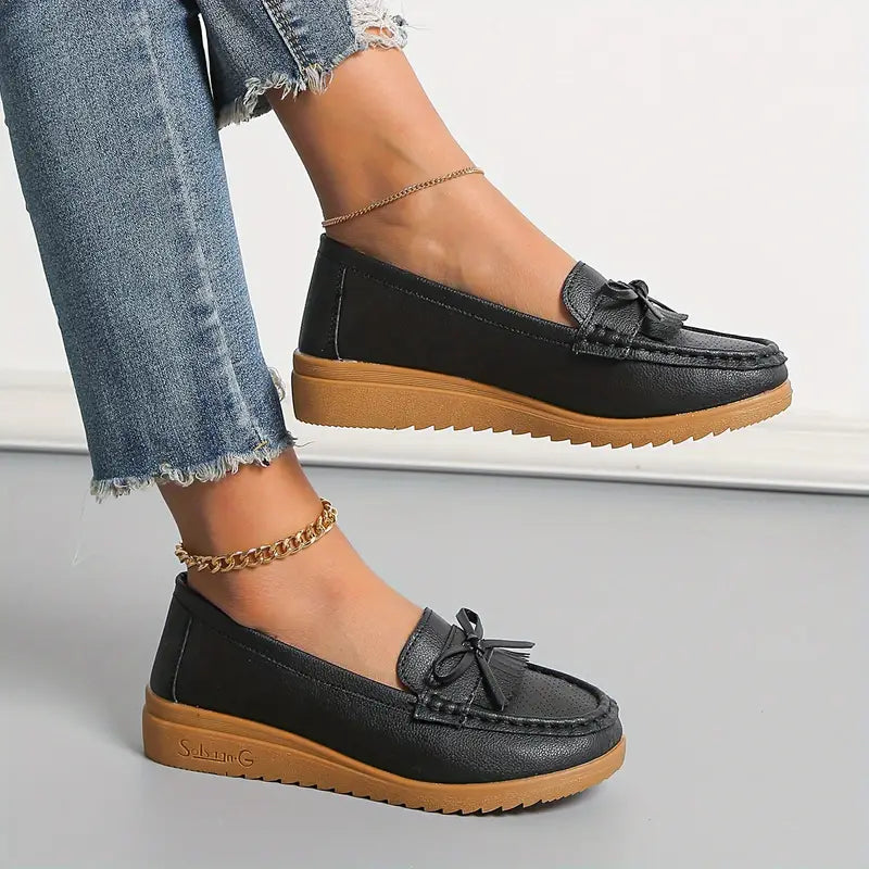 Bequeme Wedge Loafers mit Schleife