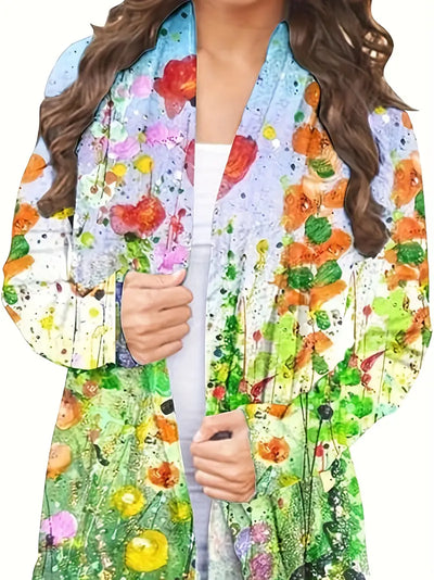 Lässiger Trenchcoat in Übergröße mit Blumenprint