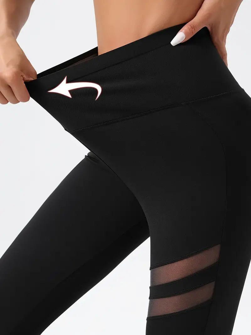 Unifarbene Mesh Spliced Tight Pants