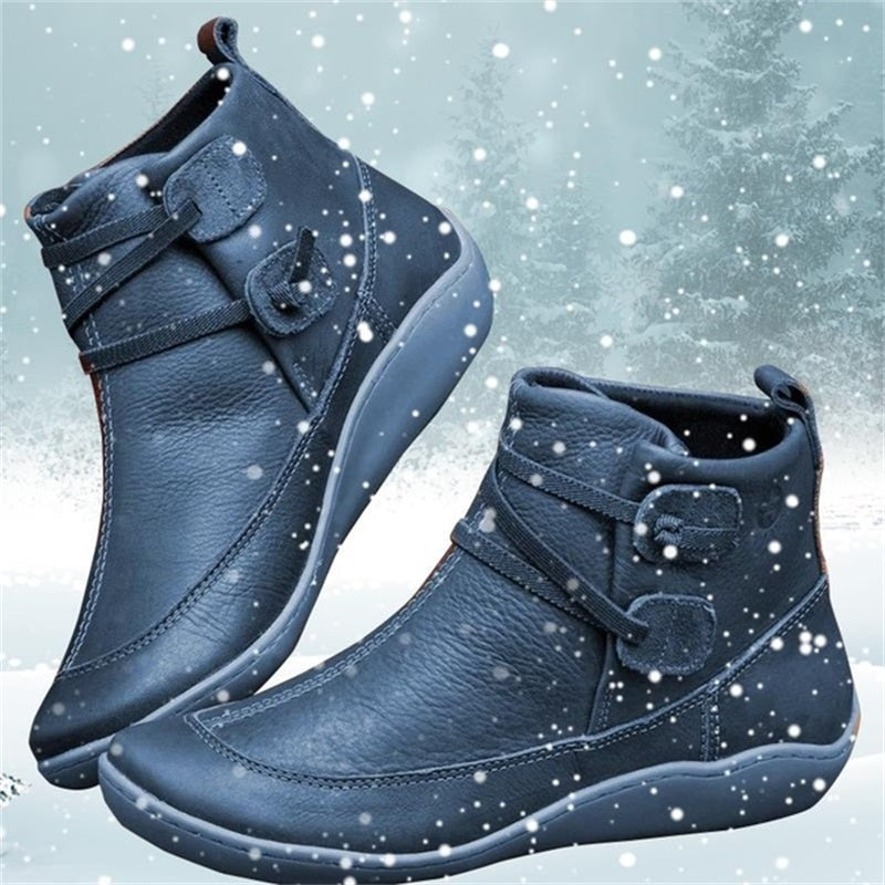 Groovywish Damen Schnee-Stiefeletten Wasserdichtes Leder Schuhe