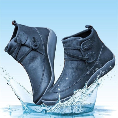 Groovywish Damen Schnee-Stiefeletten Wasserdichtes Leder Schuhe