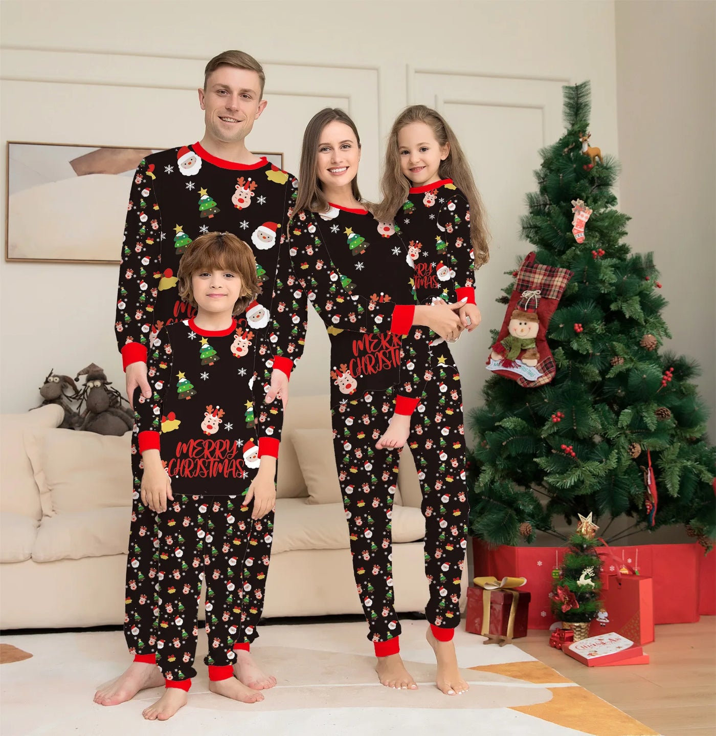 FamThreads - Hirsch Santa Familie zusammenpassende Pyjamas Set