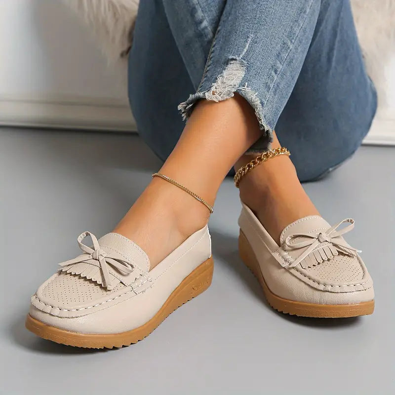 Bequeme Wedge Loafers mit Schleife