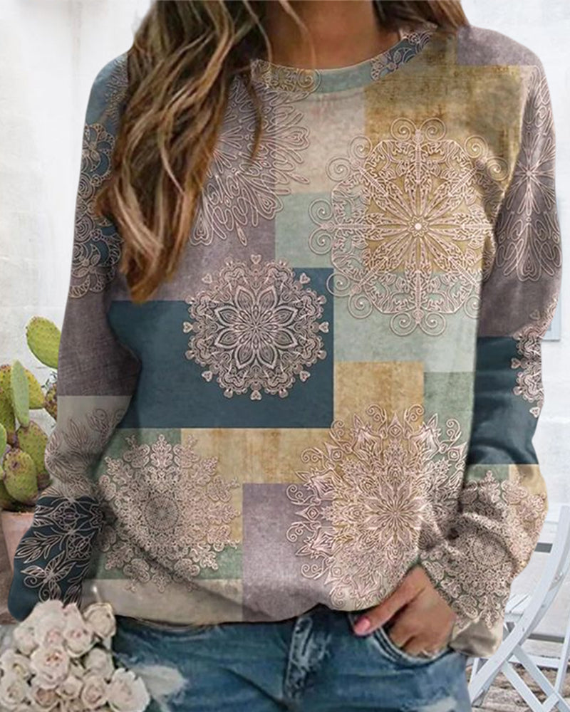 Colorblock-sweatshirt mit rundhalsausschnitt