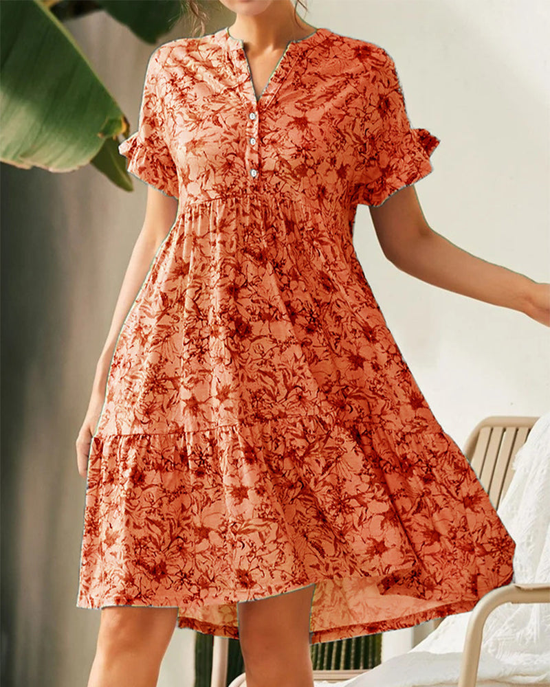 Schmal geschnittenes Kleid mit Rosendruck
