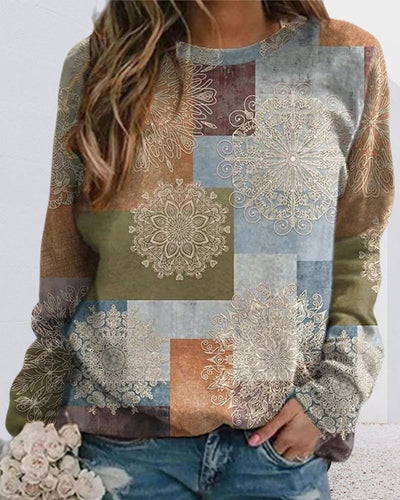 Colorblock-sweatshirt mit rundhalsausschnitt