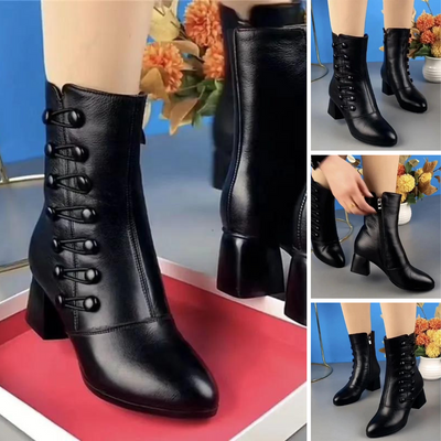 Angelica Die neuen hochhackigen kurzen Lederstiefel